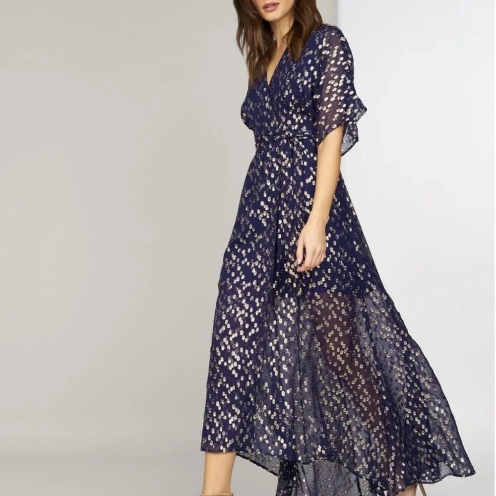 Hutch Gemma Maxi Dress in Metallic Navy - Picture 2 of 15